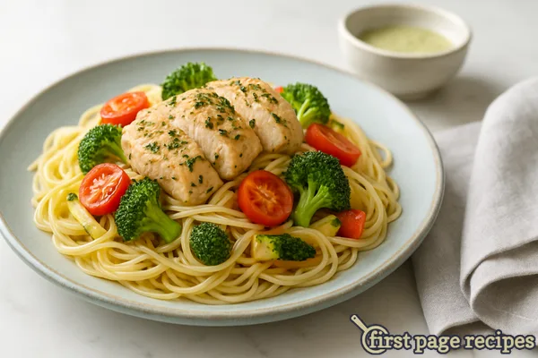 Angel-Hair Pasta With Herbed Chicken and Vegetables