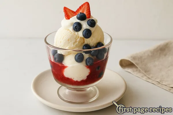 Red, White, and Blue Ice Cream Sundae