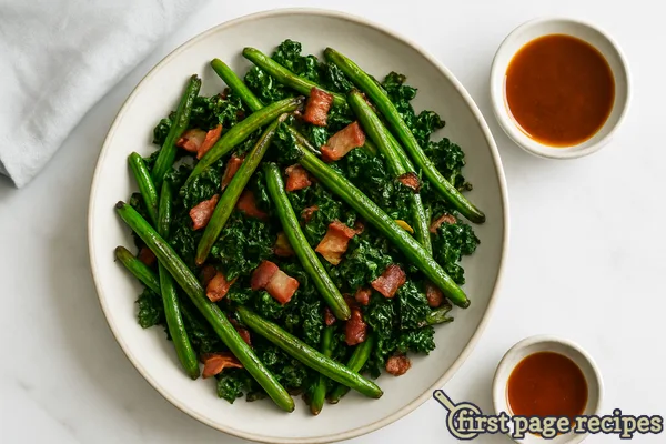 Sichuan Dry Fried Green Beans with Bacon and Kale